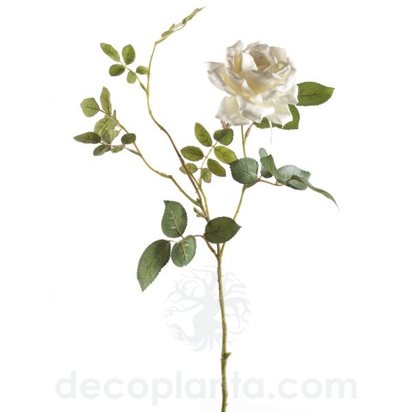 Rama de 3 rosas blancas artificiales y 75 cm de altura