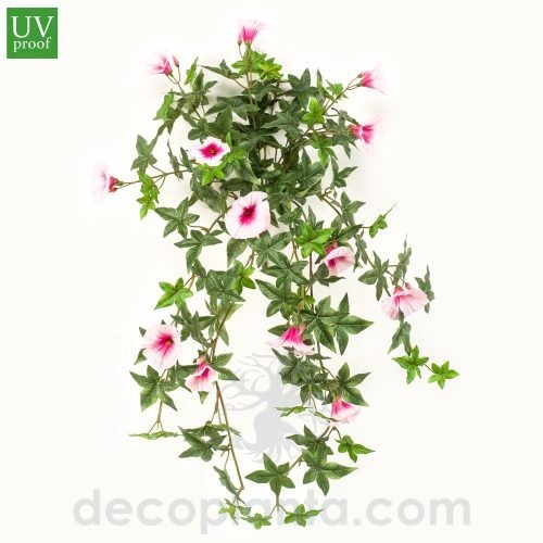 Planta Colgante CAMPANILLA ROSA UV artificial de 65 cm de largo con Protección UV para exterior