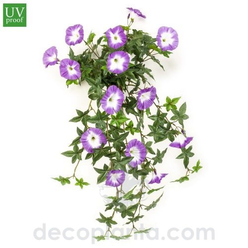 Planta Colgante CAMPANILLA VIOLETA UV artificial de 65 cm. Con protección UV para exterior.