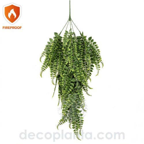 Planta Colgante Adiantum FIREPROOF artificial de 80 cm de altura para pinchar en macetas