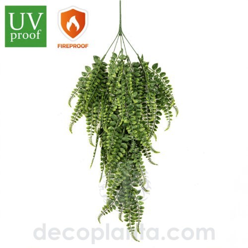 Planta Colgante Adiantum FIREPROOF artificial de 80 cm de altura para pinchar en macetas